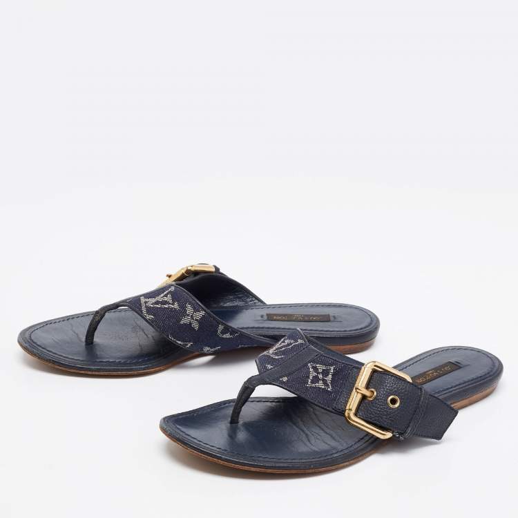 Louis Vuitton Blue Denim Monogram Denim Thong Sandals Size 9.5/40 - Yoogi's  Closet