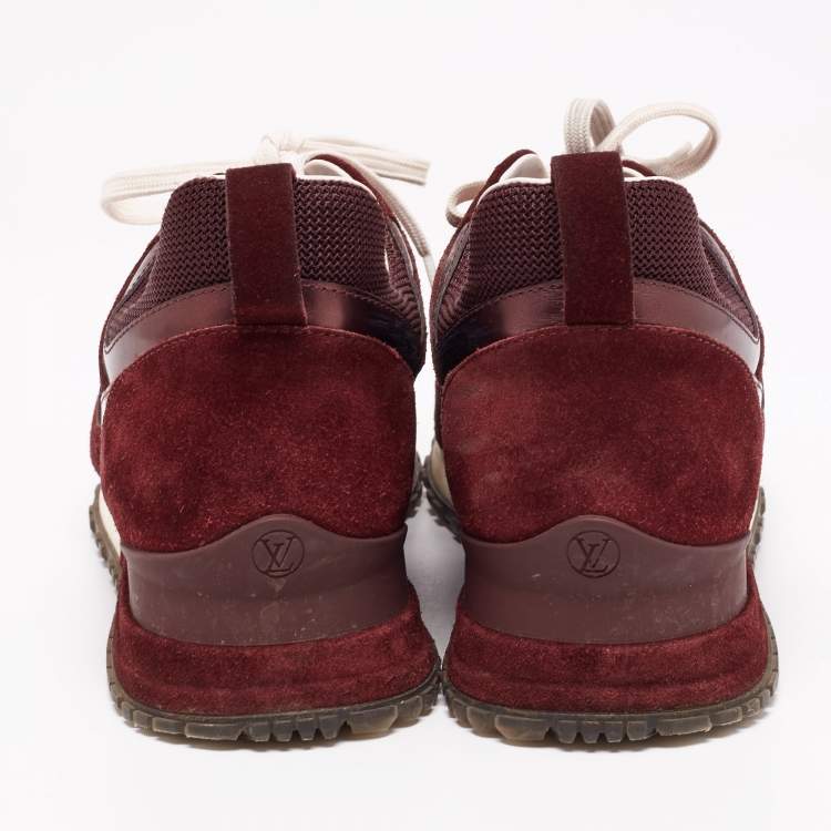 Pre Owned Louis Vuitton Burgundy Mesh, Suede and Leather Runaway Low-Top Sneakers Size 37.5