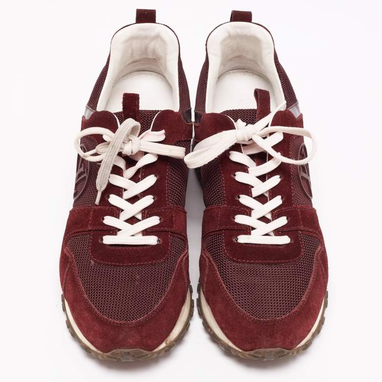 Pre Owned Louis Vuitton Burgundy Mesh, Suede and Leather Runaway Low-Top Sneakers Size 37.5