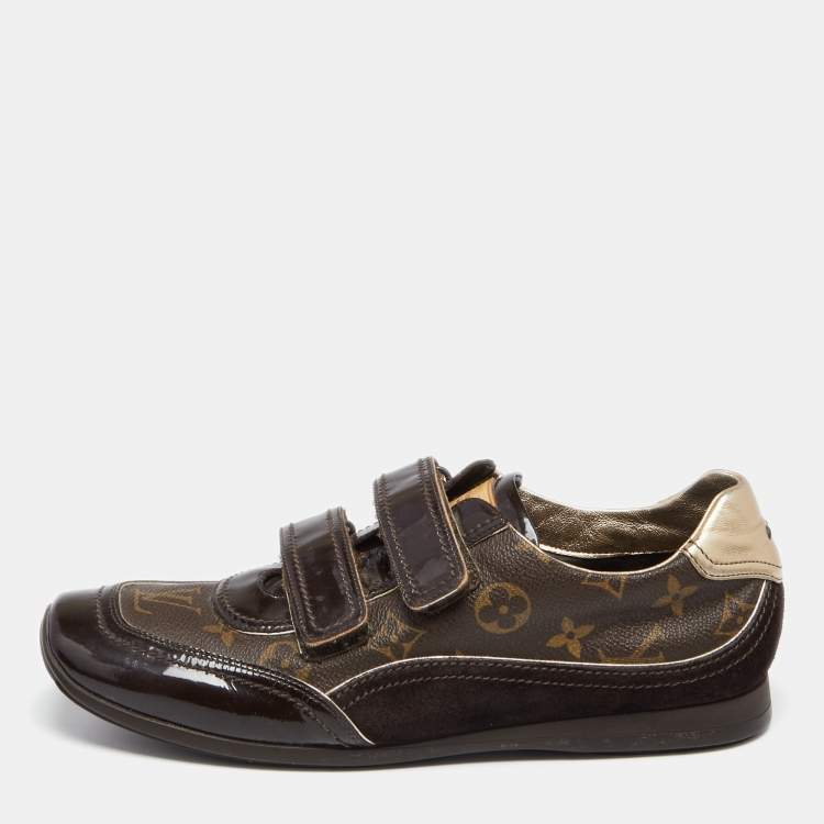 Louis Vuitton, Shoes, Authentic Unique Louis Vuitton Monogram Leather  Sneakers With Velcro Strap