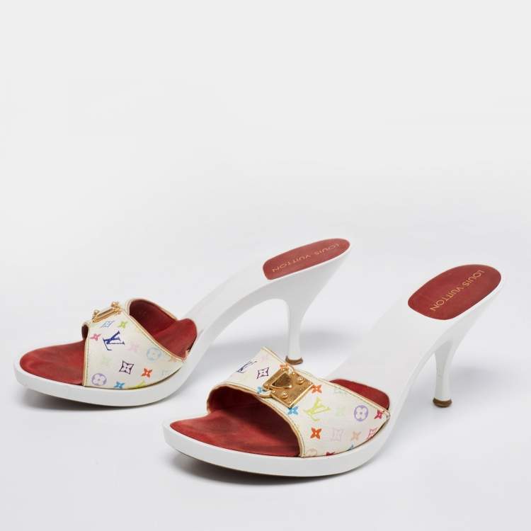 Louis Vuitton White Monogram Canvas Slide Sandals Size 40.5 For