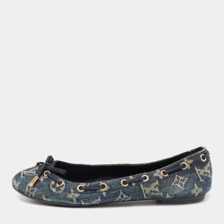 Louis Vuitton Navy Blue Monogram Denim Ballet Flats Size 37 Louis Vuitton