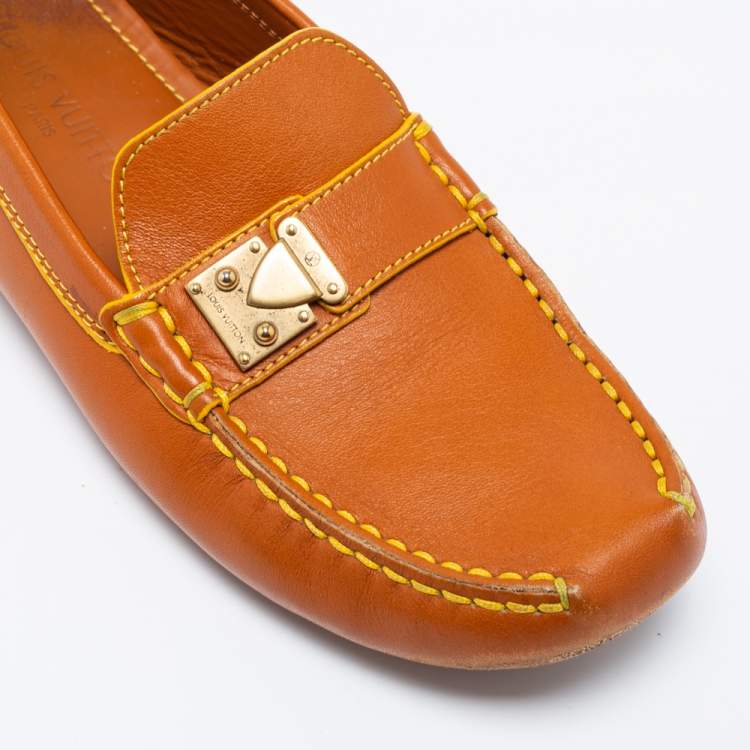 Pre Owned Louis Vuitton Tan Leather Lombok Loafers Size 37