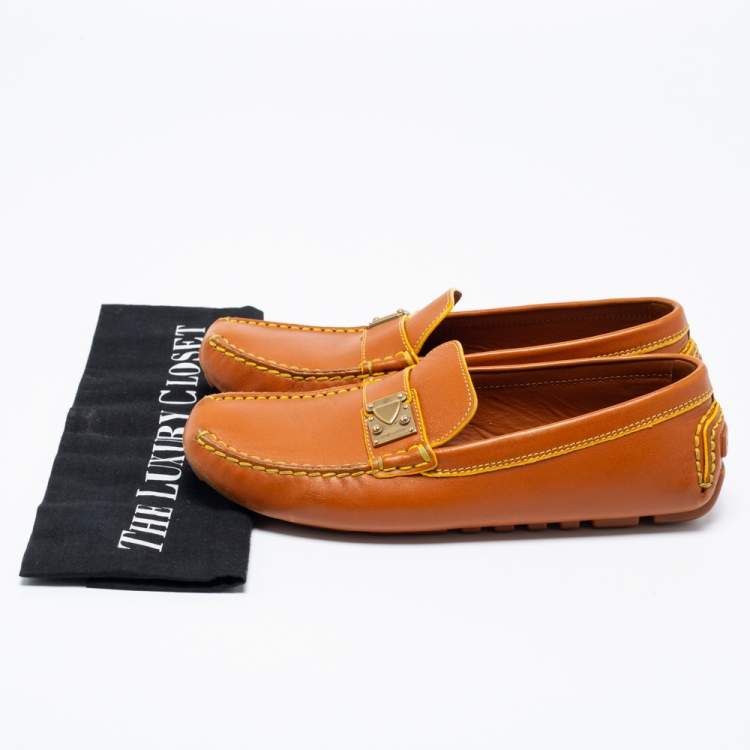 Pre Owned Louis Vuitton Tan Leather Lombok Loafers Size 37