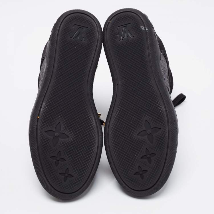 Pre Owned Louis Vuitton Black Monogram Empreinte Leather And Suede High Top Sneakers Size 36