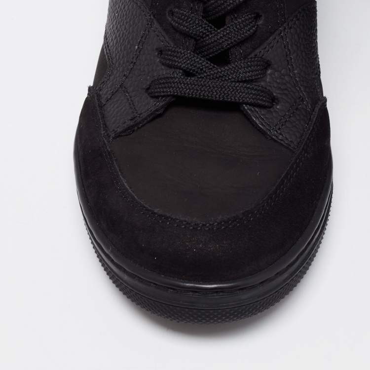 Pre Owned Louis Vuitton Black Monogram Empreinte Leather And Suede High Top Sneakers Size 36