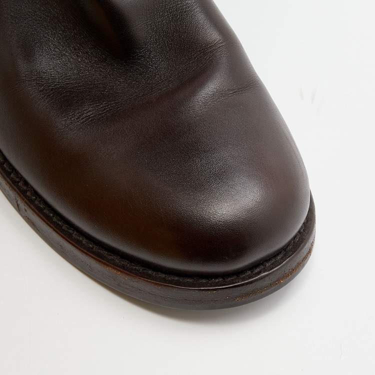 Pre Owned Louis Vuitton Brown Leather Knee High Riding Boots Size 39.5