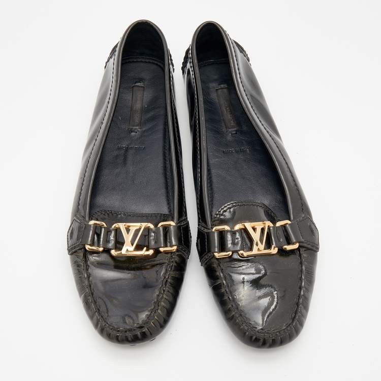 Pre Owned Louis Vuitton Vert Bronze Vernis Leather Oxford Loafers Size 40