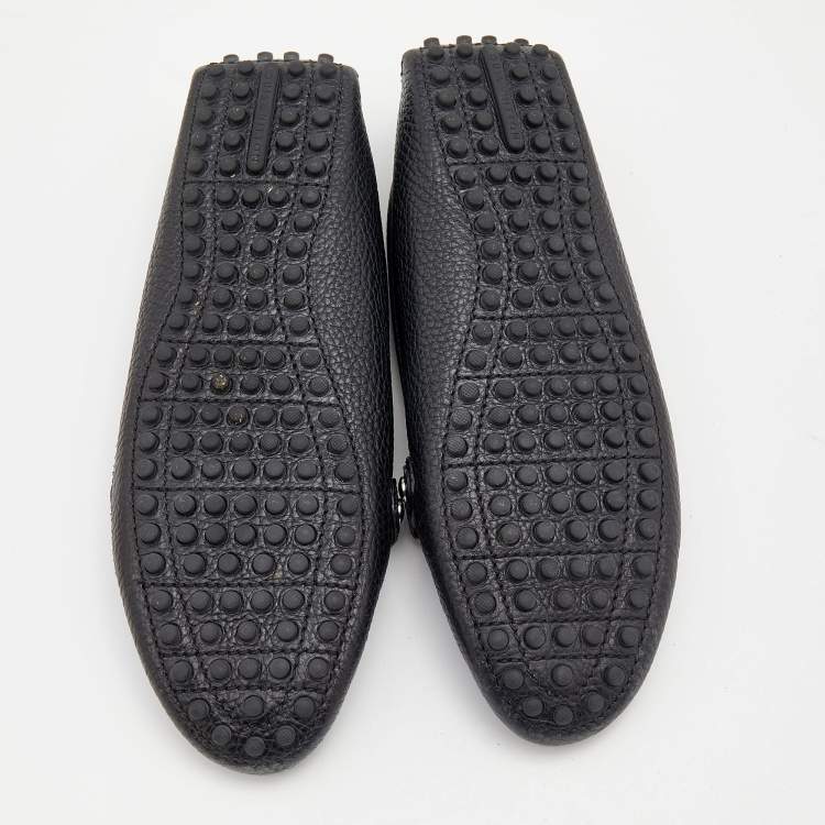 Pre Owned Louis Vuitton Black Grained Leather Rumor Loafers Size 38.5