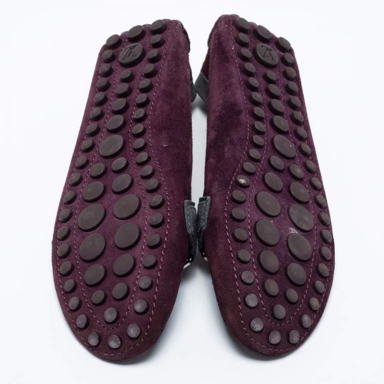 Pre Owned Louis Vuitton Multicolor Suede Loafers Size 39.5