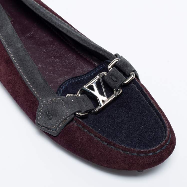 Pre Owned Louis Vuitton Multicolor Suede Loafers Size 39.5