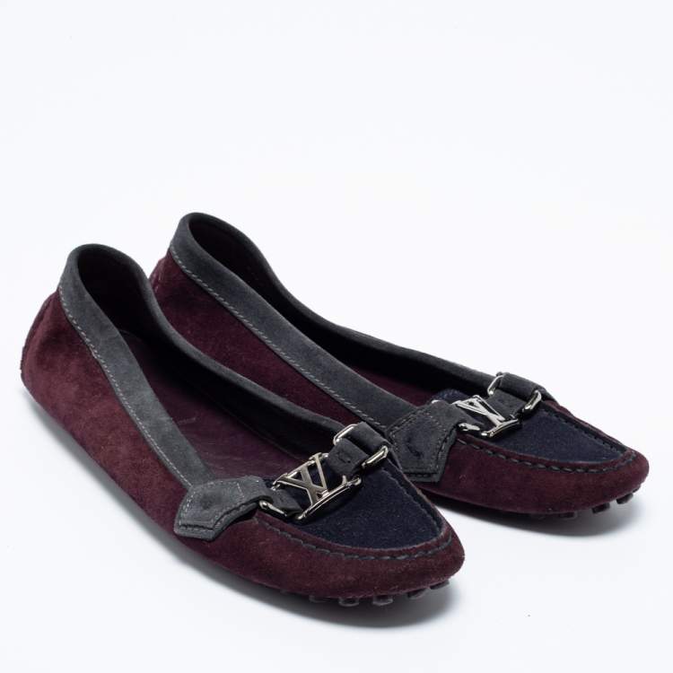 Pre Owned Louis Vuitton Multicolor Suede Loafers Size 39.5