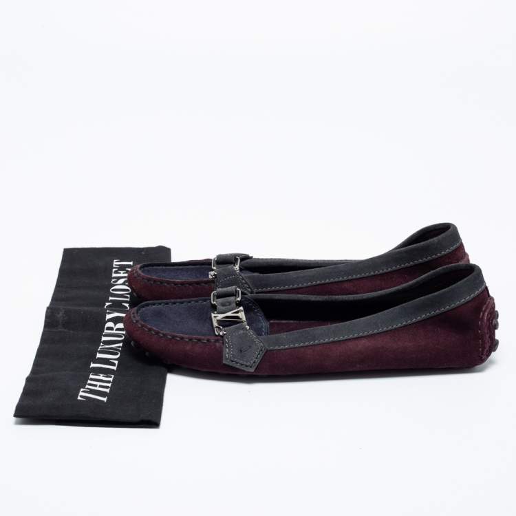 Pre Owned Louis Vuitton Multicolor Suede Loafers Size 39.5
