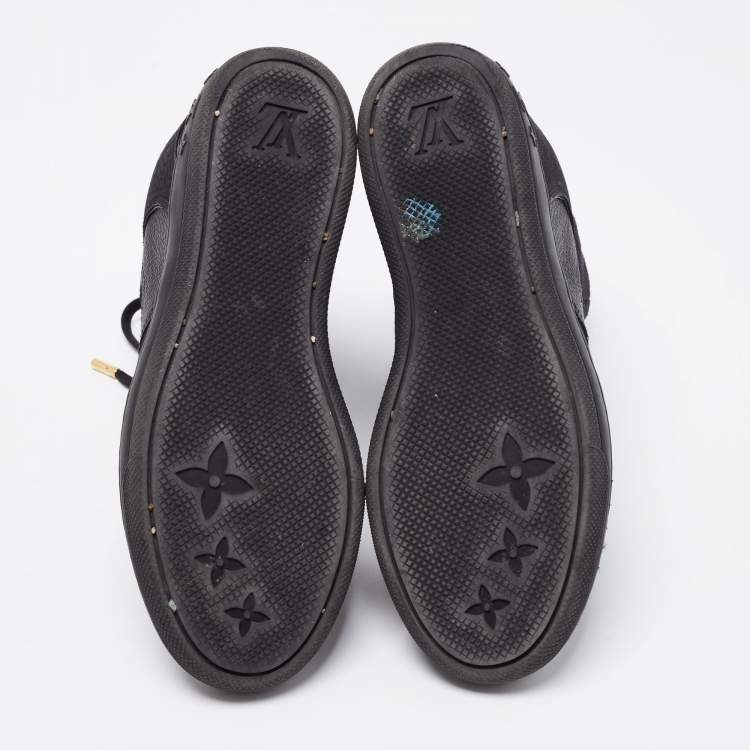 Pre Owned Louis Vuitton Black Monogram Empreinte Suede and Leather High-Top Sneakers Size 37.5