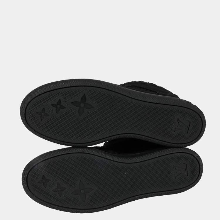 Pre Owned Louis Vuitton Black Suede Monogram Platform Sneaker EU 39.5