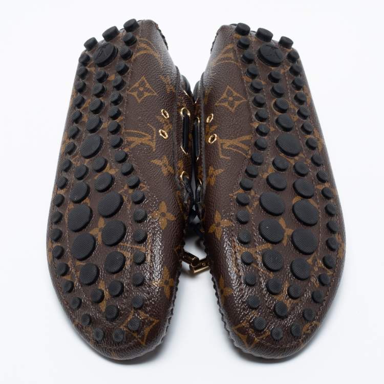 Pre Owned Louis Vuitton Brown Monogram Canvas Gloria Flat Loafers Size 37
