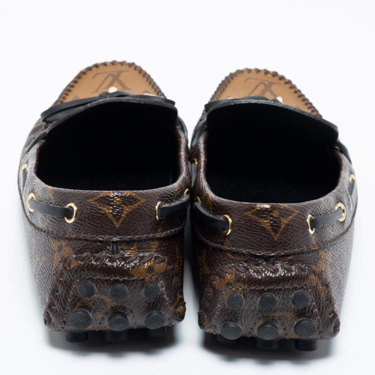 Pre Owned Louis Vuitton Brown Monogram Canvas Gloria Flat Loafers Size 37