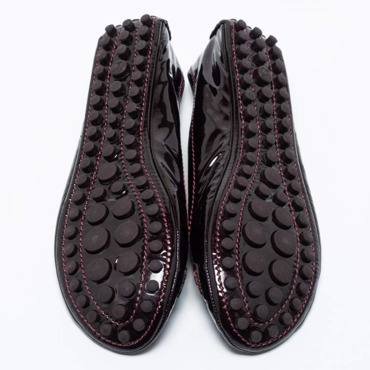 Pre Owned Louis Vuitton Burgundy Patent Leather Oxford Slip On Loafers Size 38