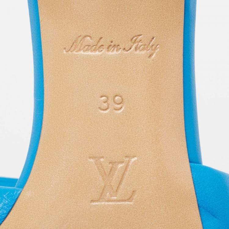 Pre Owned Louis Vuitton Blue Leather Revival Mule Sandals Size 39