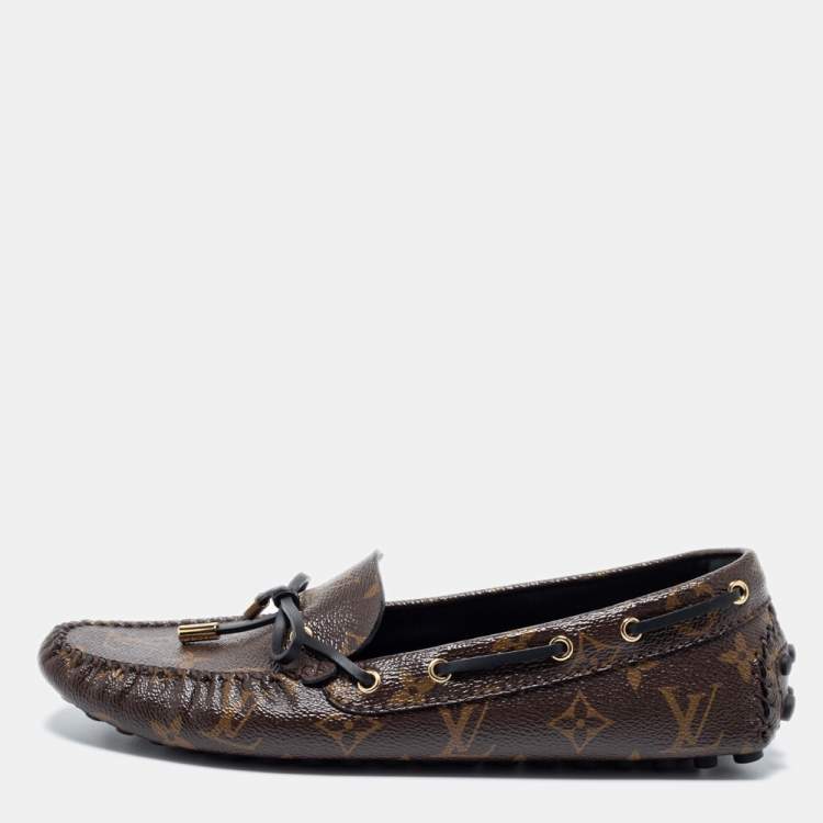 Pre Owned Louis Vuitton Brown Canvas Gloria Loafers Size 40