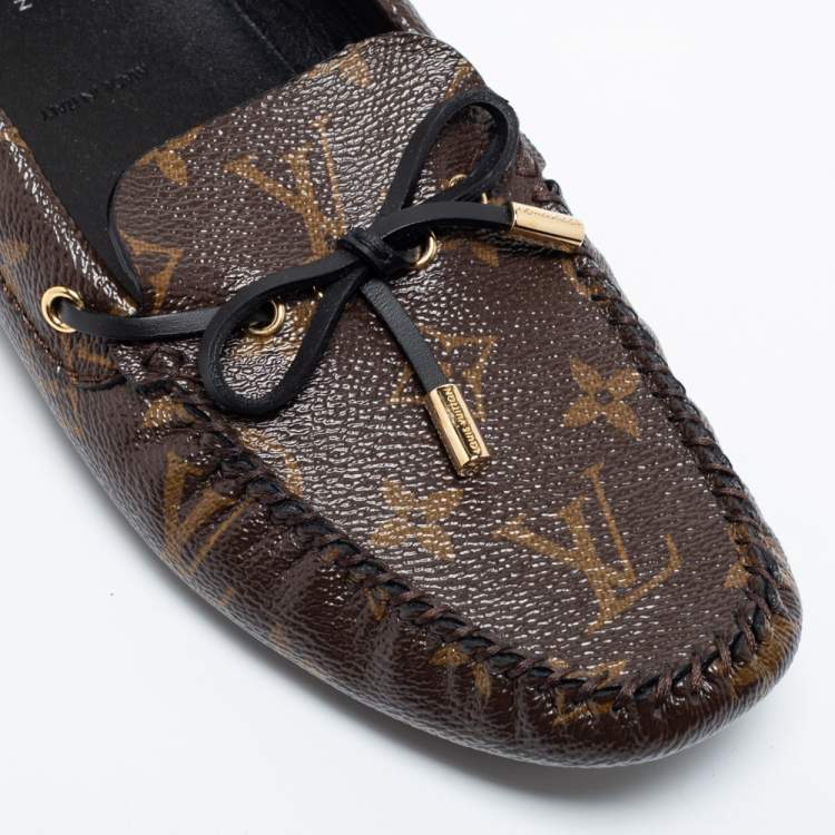Pre Owned Louis Vuitton Brown Canvas Gloria Loafers Size 40