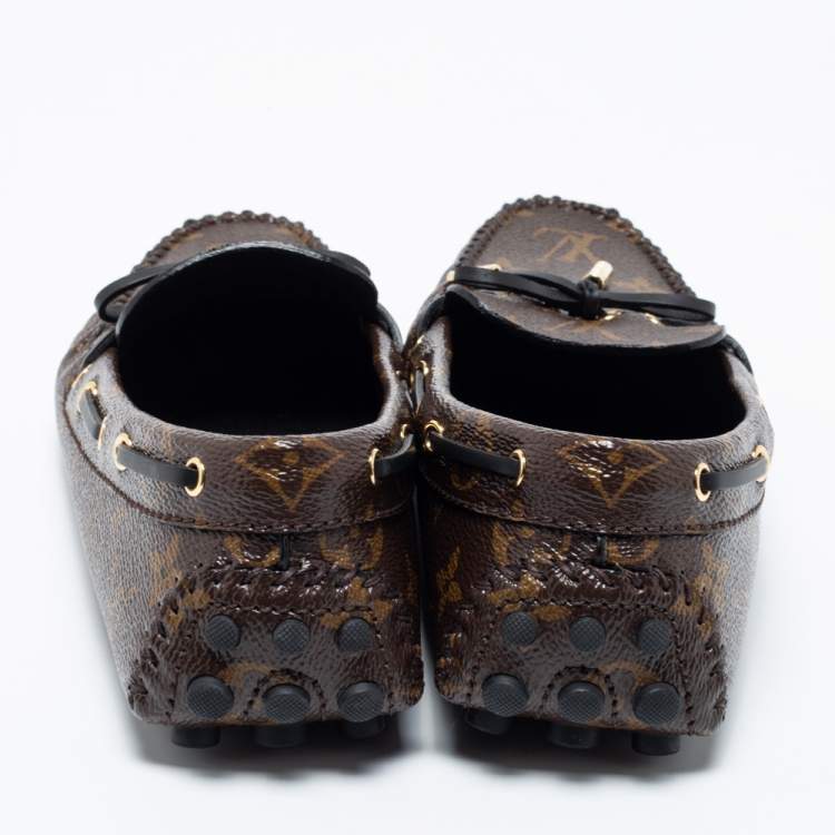 Pre Owned Louis Vuitton Brown Canvas Gloria Loafers Size 40