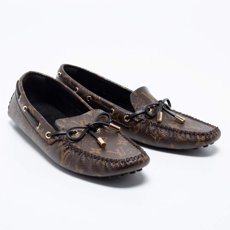 Pre Owned Louis Vuitton Brown Canvas Gloria Loafers Size 40