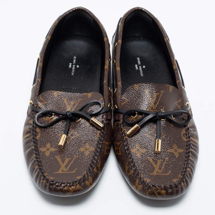 Pre Owned Louis Vuitton Brown Canvas Gloria Loafers Size 40