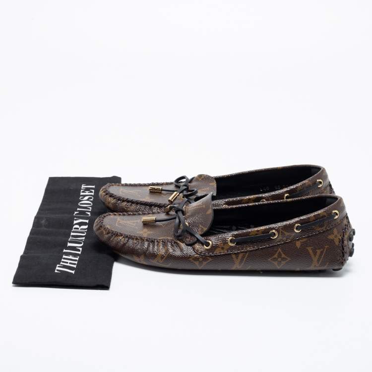 Pre Owned Louis Vuitton Brown Canvas Gloria Loafers Size 40