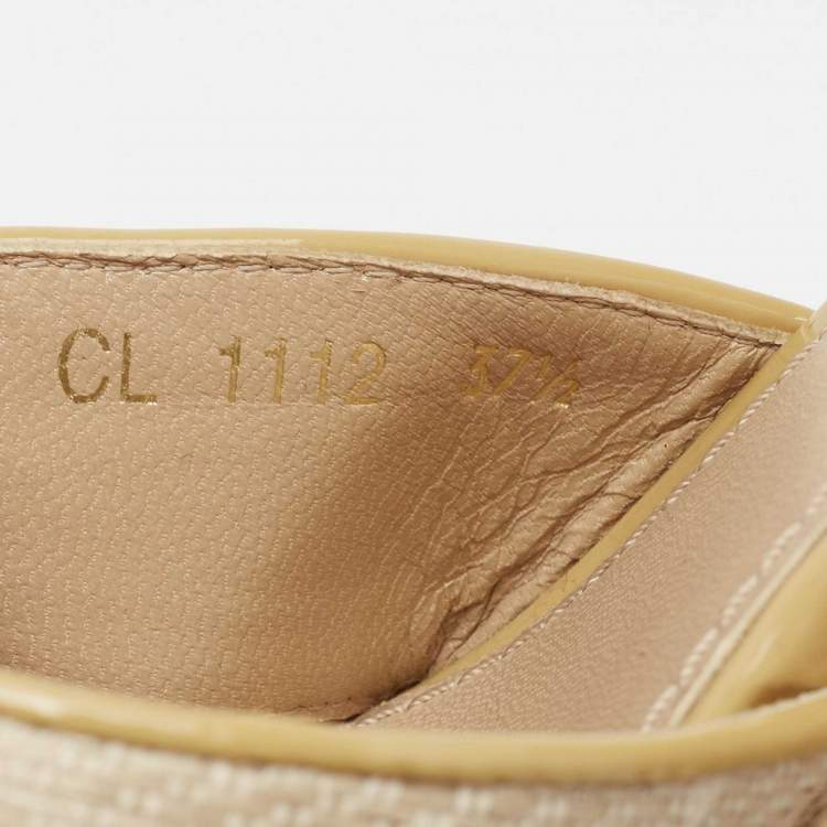 Pre Owned Louis Vuitton Beige Monogram Canvas Formentera Espadrille Wedge Platform Ankle Strap Sandals Size 37.5