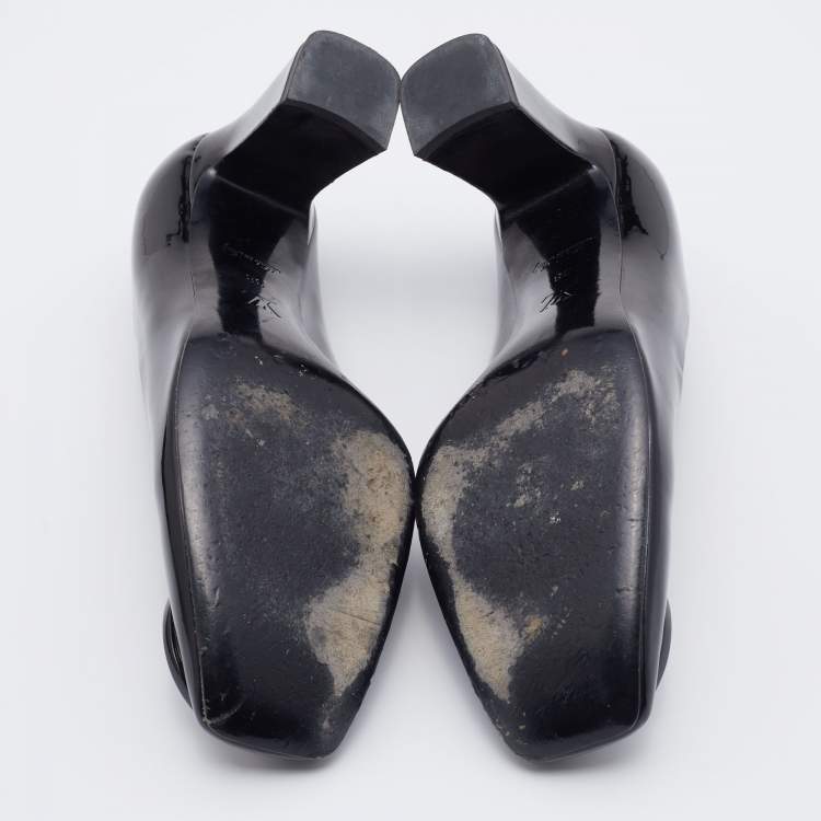 Pre Owned Louis Vuitton Black Patent Leather Madeleine Block Heel Pumps Size 38