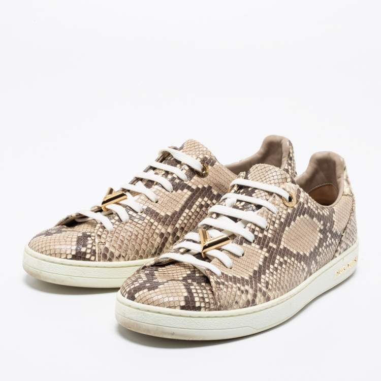Louis Vuitton Brown/Cream Python Leather Frontrow Sneakers Size