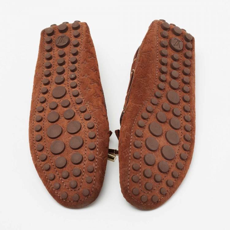 Pre Owned Louis Vuitton Brown Suede Gloria Slip On Loafers Size 37