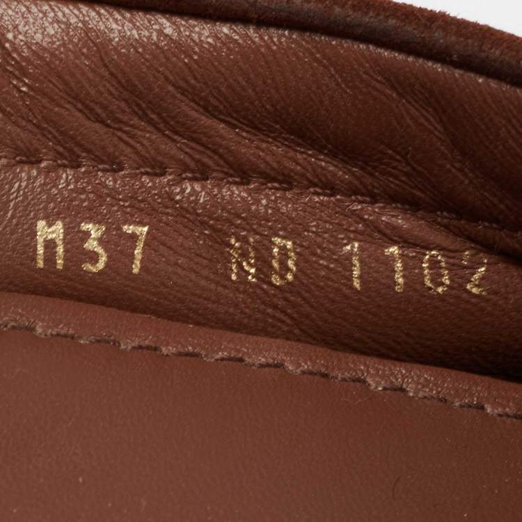 Pre Owned Louis Vuitton Brown Suede Gloria Slip On Loafers Size 37