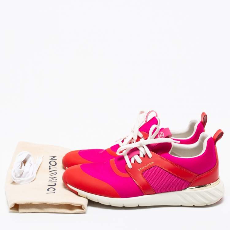 Pre Owned Louis Vuitton Pink/Red Neoprene And Leather Aftergame Sneakers Size 41
