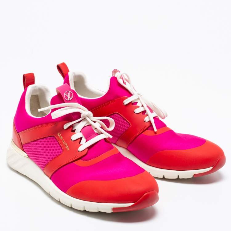 Pre Owned Louis Vuitton Pink/Red Neoprene And Leather Aftergame Sneakers Size 41