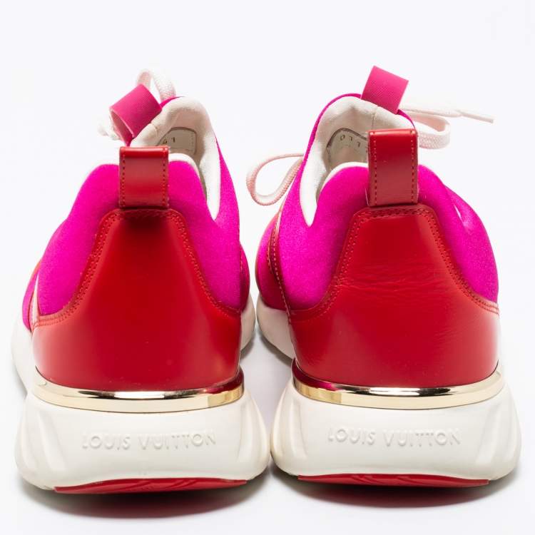 Pre Owned Louis Vuitton Pink/Red Neoprene And Leather Aftergame Sneakers Size 41
