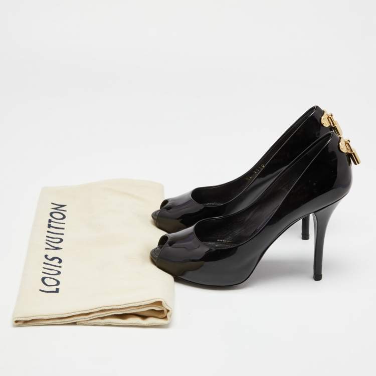 مملوكة مسبقًا Louis Vuitton Black Patent Leather Oh Really! Peep Toe Pumps Size 36.5