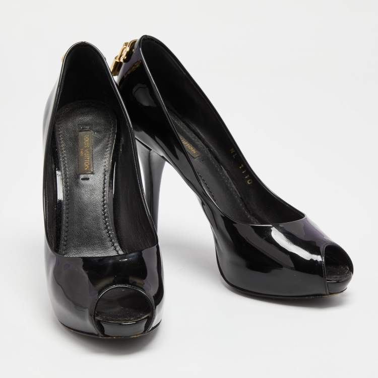 مملوكة مسبقًا Louis Vuitton Black Patent Leather Oh Really! Peep Toe Pumps Size 36.5