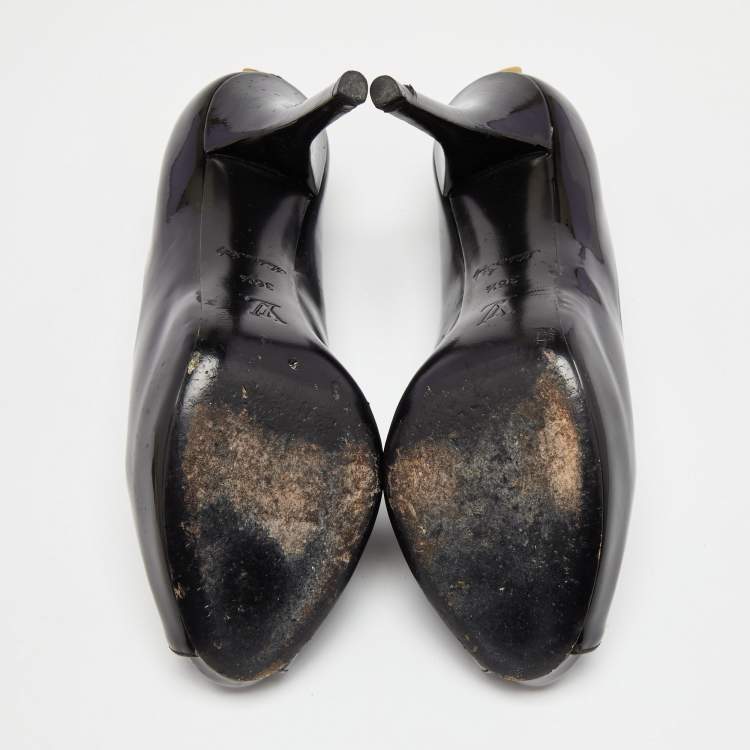مملوكة مسبقًا Louis Vuitton Black Patent Leather Oh Really! Peep Toe Pumps Size 36.5
