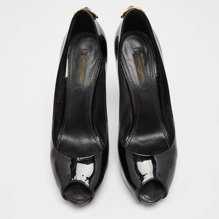 مملوكة مسبقًا Louis Vuitton Black Patent Leather Oh Really! Peep Toe Pumps Size 36.5