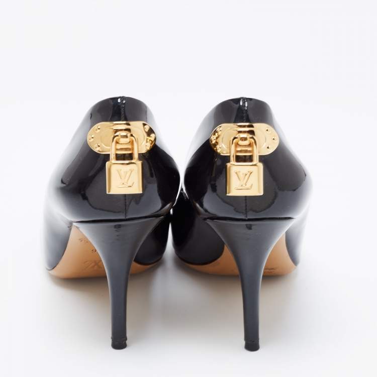Pre Owned Louis Vuitton Metallic Navy Blue Patent Leather Oh Really! Pumps Size 36