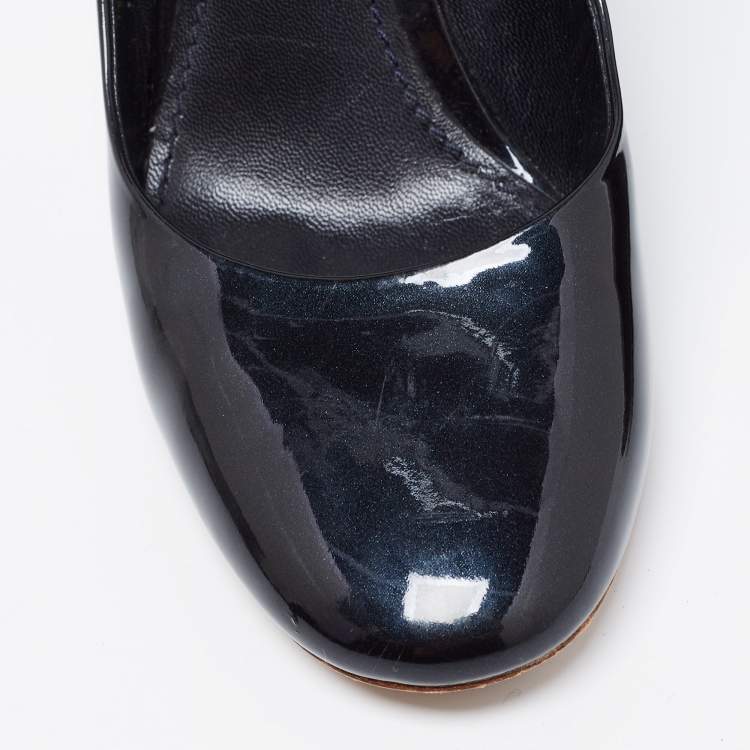 Pre Owned Louis Vuitton Metallic Navy Blue Patent Leather Oh Really! Pumps Size 36