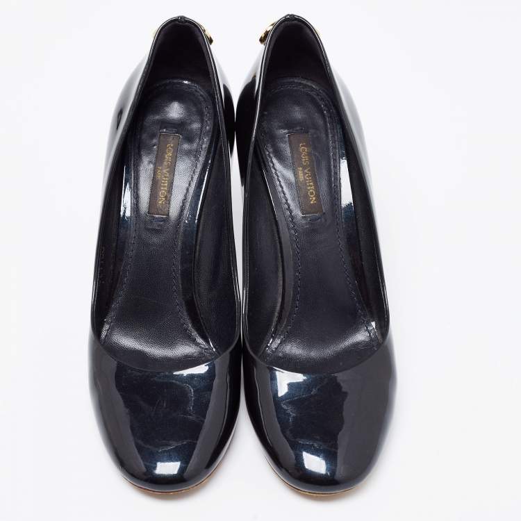 Pre Owned Louis Vuitton Metallic Navy Blue Patent Leather Oh Really! Pumps Size 36