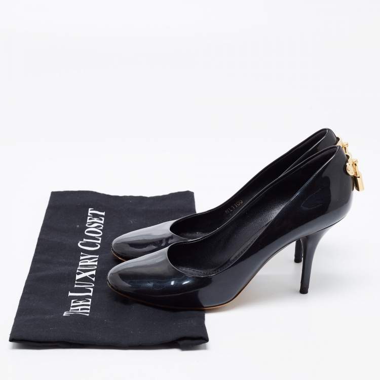 Pre Owned Louis Vuitton Metallic Navy Blue Patent Leather Oh Really! Pumps Size 36