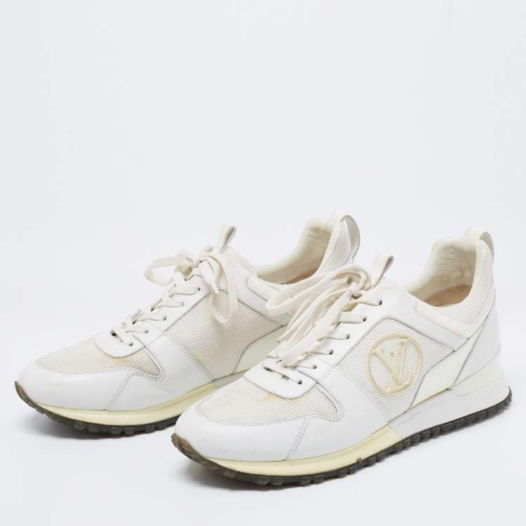 Louis Vuitton White Mesh and Leather Run Away Low-Top Sneakers