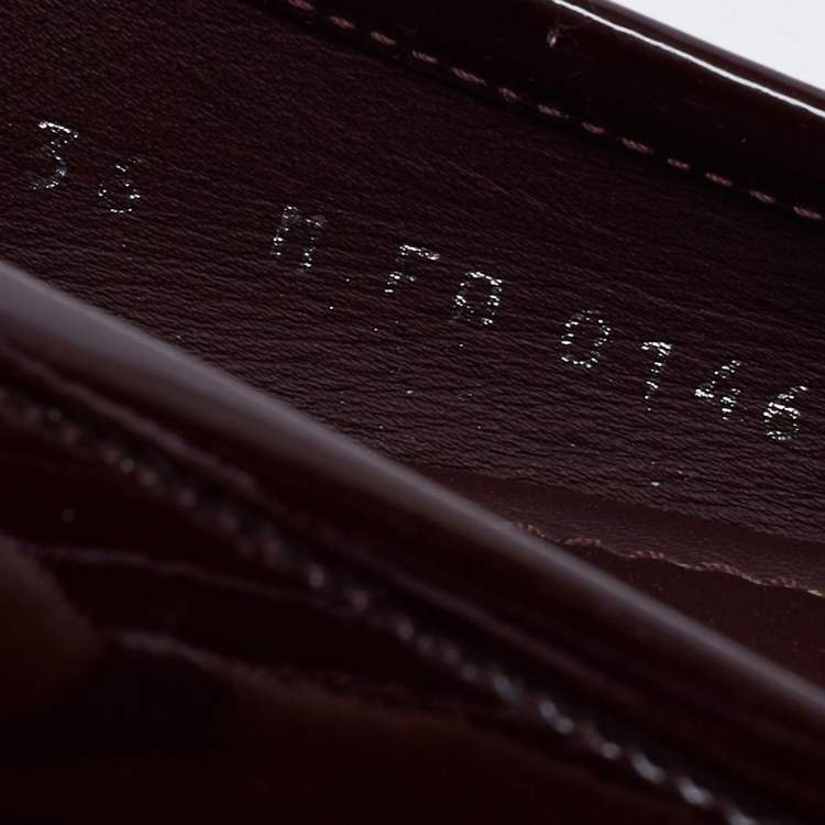 Pre Owned Louis Vuitton Burgundy Patent Leather Parklane Slip On Loafers Size 36
