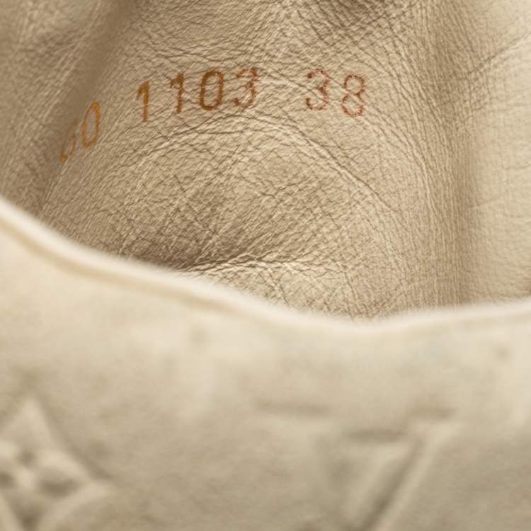 Pre Owned Louis Vuitton Off White Monogram Suede And Leather Cliff Top Wedge Sneakers Size 38