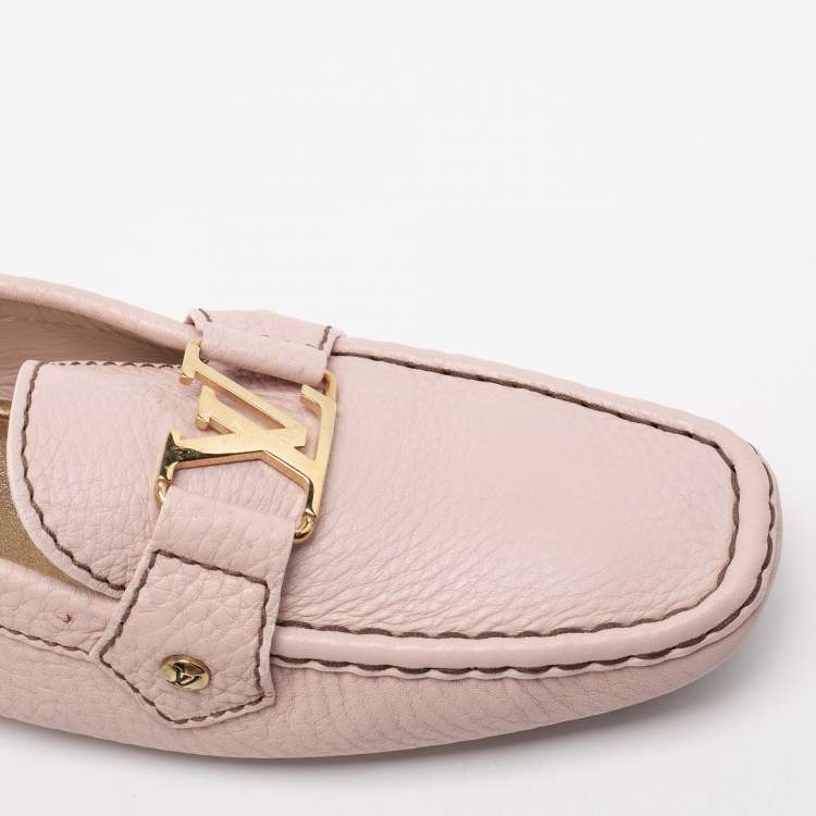 Pre Owned Louis Vuitton Pink Leather Monte Carlo Loafers Size 41