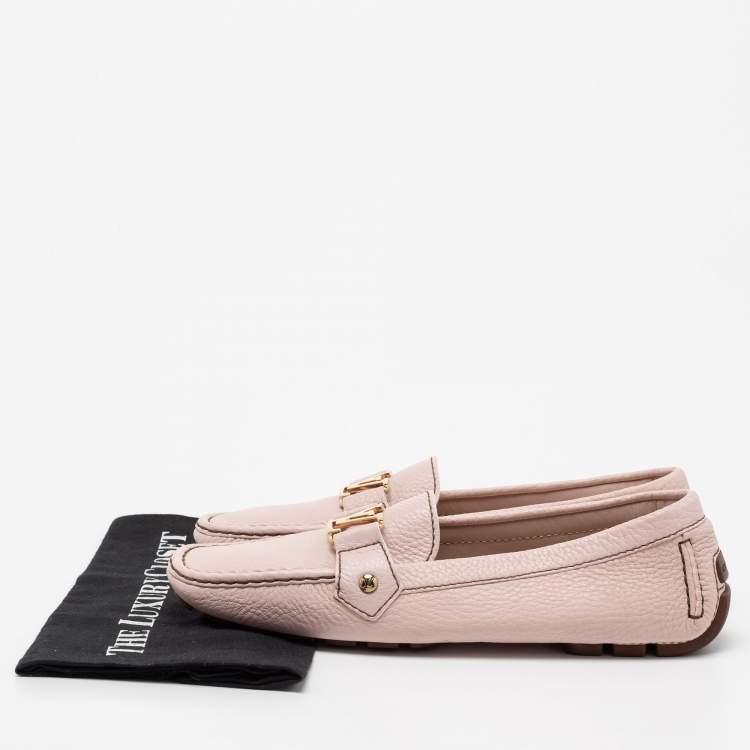 Pre Owned Louis Vuitton Pink Leather Monte Carlo Loafers Size 41